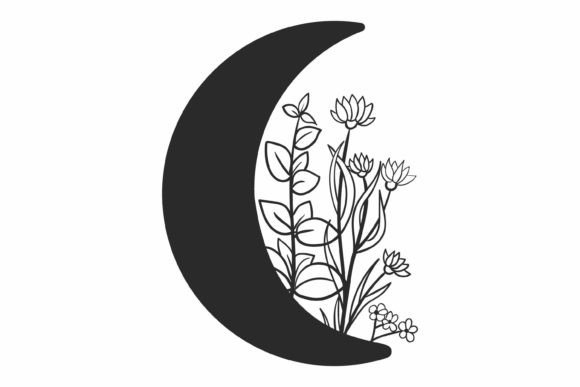 Download Boho Floral Moon SVG, Moon SVG, Bohemian - Floral moon Collection