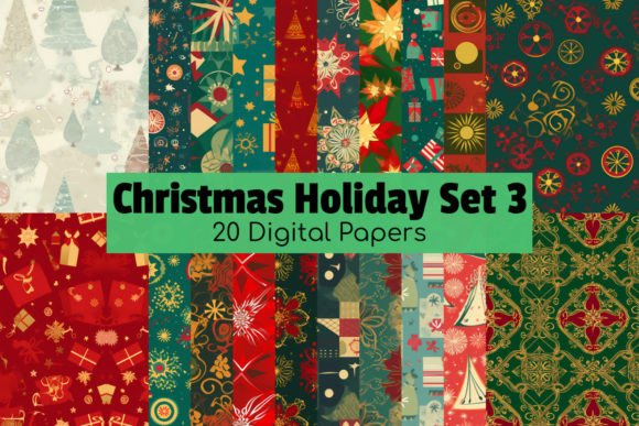 Download Christmas Holiday Digital Paper Pack 3 - Holiday digital paper Collection