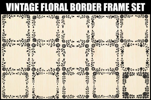Download Vintage Floral Border Frame Set - Vintage floral border Collection