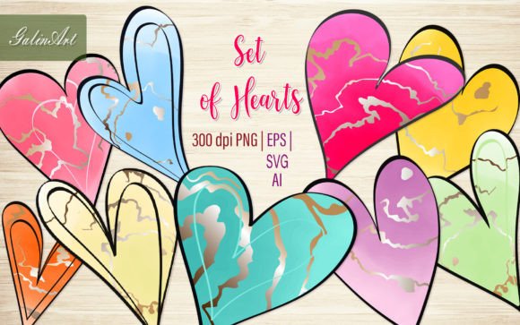 Download Heart Set / Colored Watercolor Hearts - Watercolor hearts Collection