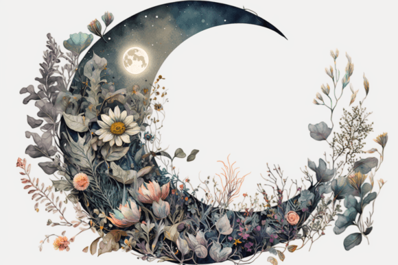 Download Floral Moon Watercolor Sublimation 3 - Floral moon Collection