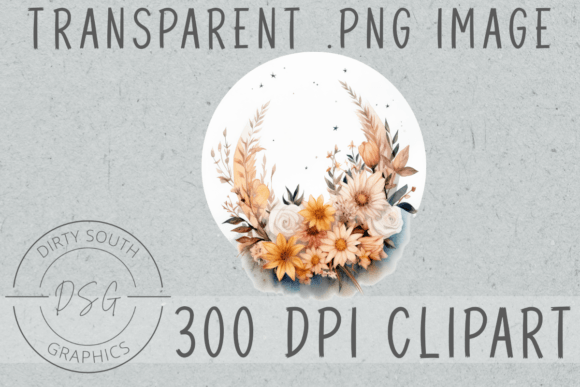 Download Watercolor Floral Moon Clip Art - Floral moon Collection