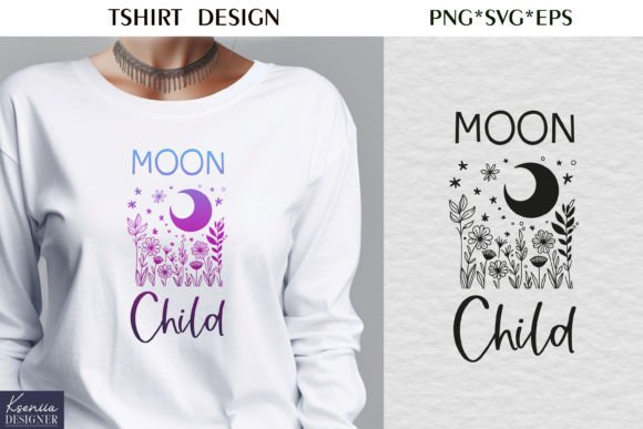 Download Floral Moon T Shirt SVG Design - Floral moon Collection