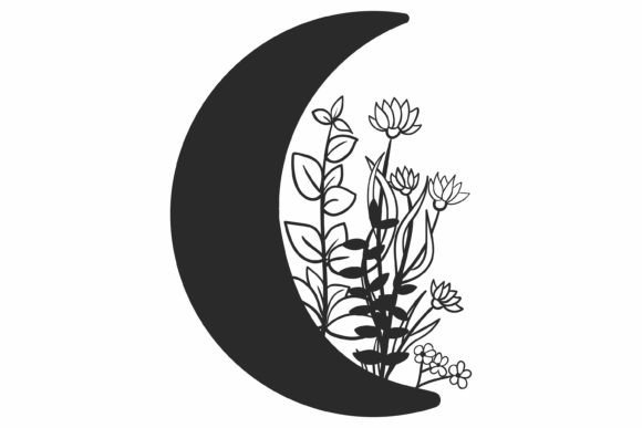 Download Boho Floral Moon SVG, Moon SVG, Bohemian - Floral moon Collection