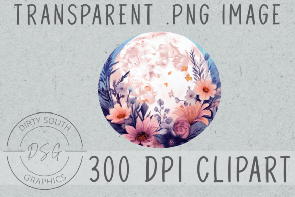 Download Watercolor Floral Moon Clip Art - Floral moon Collection