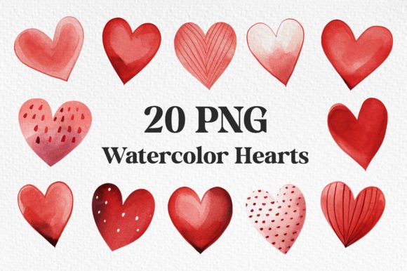Download 20 Watercolor Hearts Valentine's Day PNG - Premium Resources